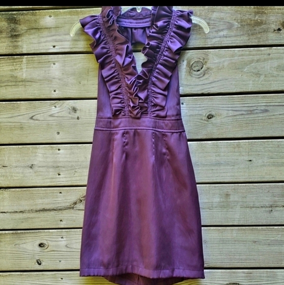 Esley Dresses & Skirts - Esley Stunning Satin Purple Ruffle Dress 😍